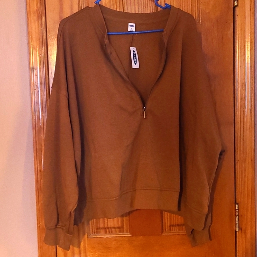 Old Navy XXL Tan/Camel Half Zip Sweatshirt